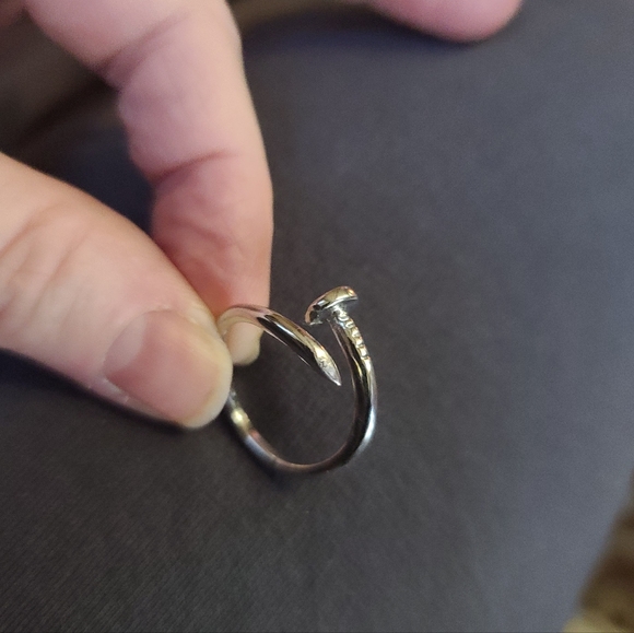 Stainless steel nail ring sz8 adjustable open design - Picture 4 of 5